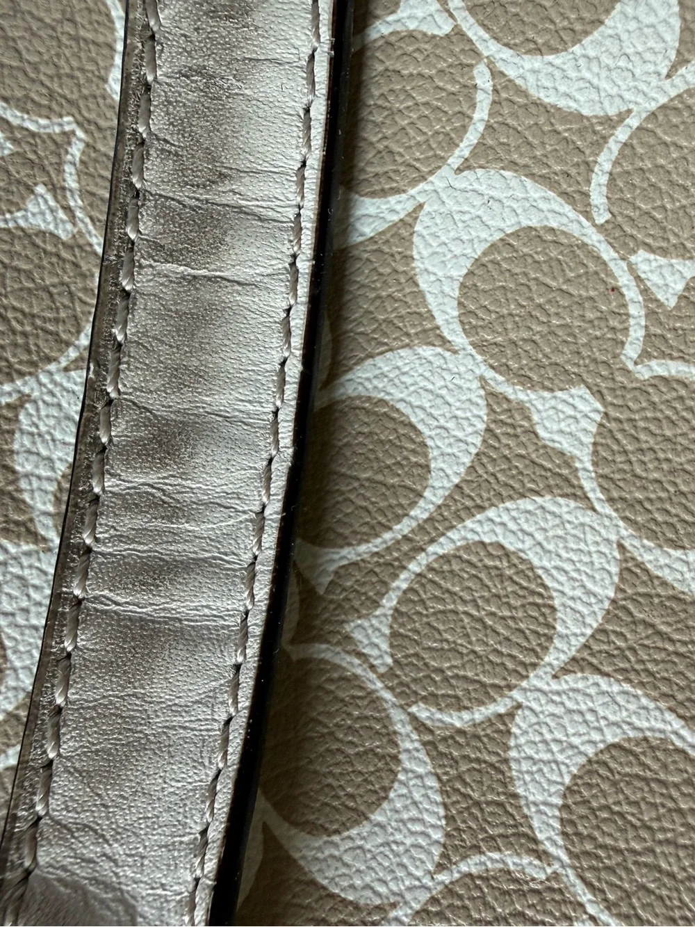 Coach Beige Tote with Pink Center Stripe